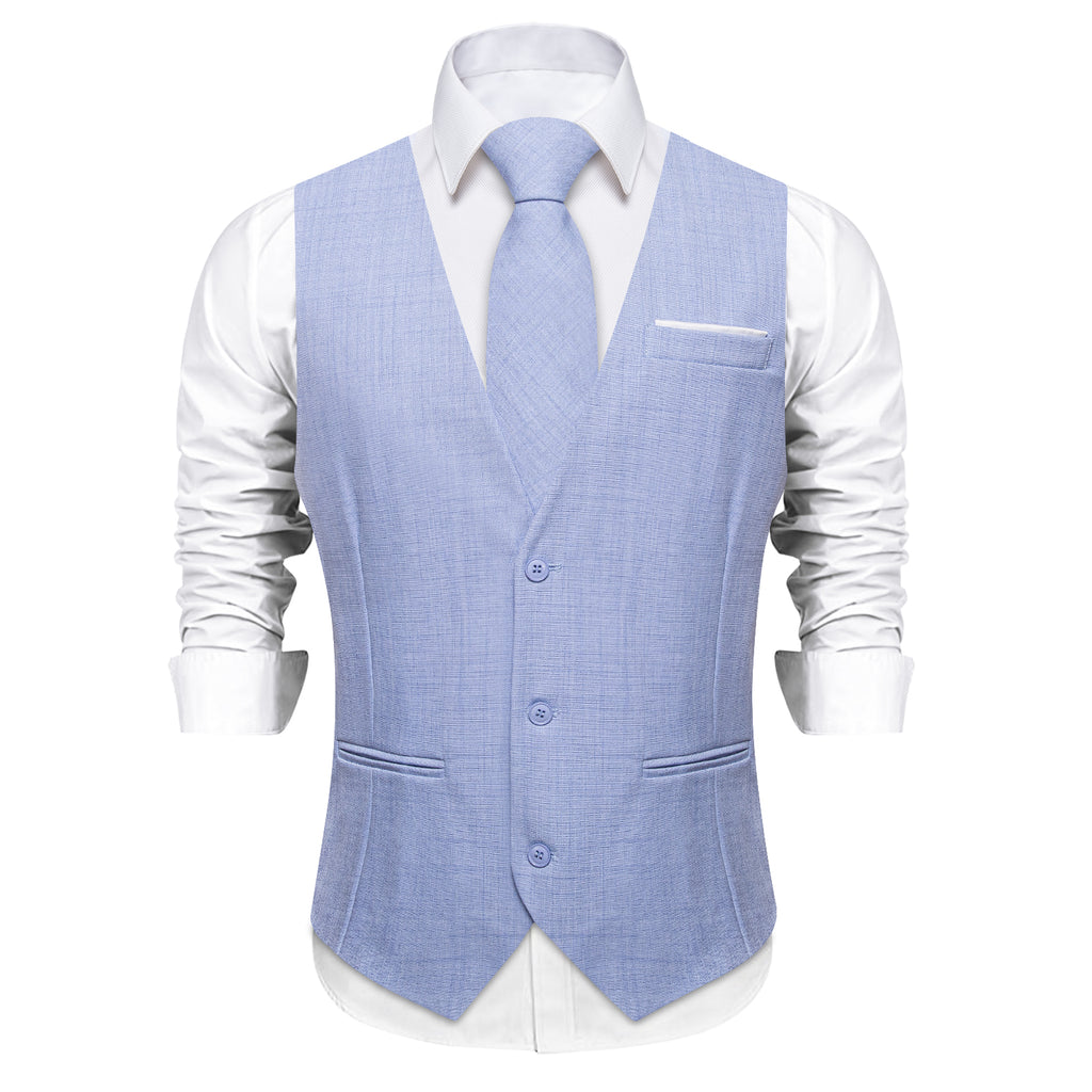 Hi-Tie 5PCS Vest Necktie Handkerchief Cufflinks Lapel Pin Set Jacquard Silk  Formal Dress Vest Suit Set for Tuxedo S-3XL