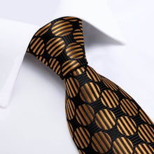 Brown Golden Dots Necktie Pocket Square Cufflinks Set