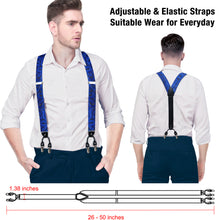 Blue Floral Brace Clip-on Men's Suspender with Bow Tie Set