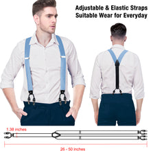 Light Blue Brace Clip-on Men's Suspender with Bow Tie Set