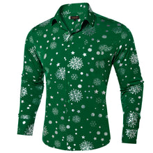christmas snowflakes forest green mens shirt button down shirt