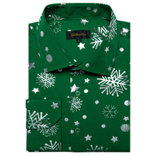 christmas snowflakes forest green mens shirt button down shirt