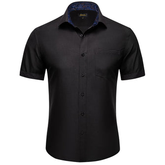 mens black short sleeve dress shirt