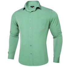 business solid silk mint green dress shirt men's button down suit shirt