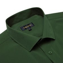 classic solid silk mens dress shirts green button up shirt for dress suit