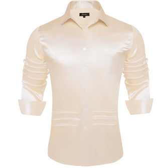 business meeting formal work dress solid off-white silk dress shirts mens