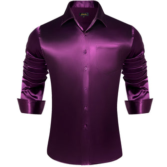 hot selling high quality silk formal business deep plum shirt mens