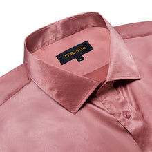 business solid button up rose pink silk mens shirts for suit top