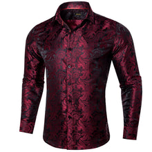 classic paisley Burgundy red silk shirt for men