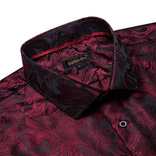 classic paisley Burgundy red silk shirt for men