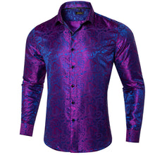 business work dresses purple blue paisley mens silk dress shirt
