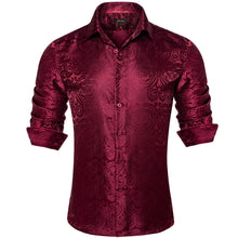 fashion wedding design silk mens Burgundy Red paisley shirt