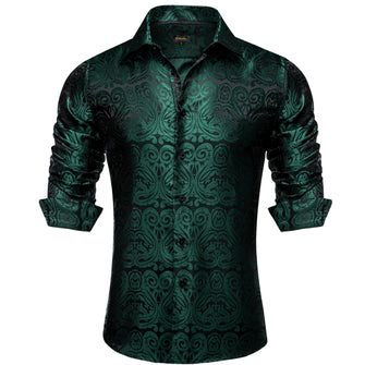 green silk shirt men