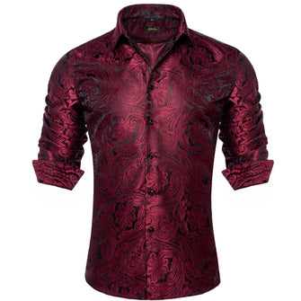 burgundy shirt