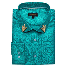 teal button up shirt