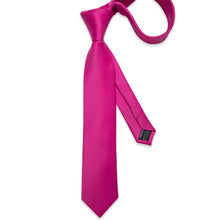 DiBanGu Deep Cerise Pink Solid Silk Kids Tie Pocket Square Set