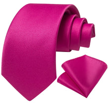 DiBanGu Deep Cerise Pink Solid Silk Kids Tie Pocket Square Set