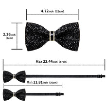 Imitation Rhinestone Diamond Classic Pure Black Bow Ties for Men Adjustable Length Pre-tied Bowtie for Fashion Party or Wedding