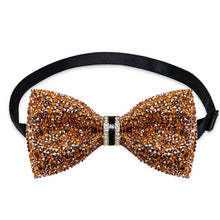 Imitation Rhinestone Diamond Bow Tie Gold Crystal Bow Ties for Men with Adjustable Length Pre-Bow Tie for Party Wedding