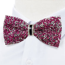 Imitation Rhinestone Diamond Bow Tie Purple Silver Crystal Bow Ties for Men with Adjustable Length Pre-Bow Tie for Party Wedding