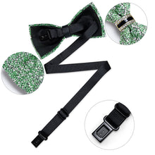 Apple Green Silver Imitation Diamond Men Novelty Bowtie Party Bow Ties Adjustable Pre-tied Bowties