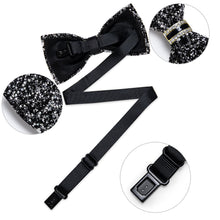 Classic Black Imitation Diamond Rhinestone Bow Ties for Men Adjustable Sequin Diamond Pre-tied Bowtie for Wedding Party