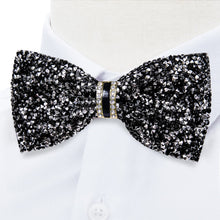 Classic Black Imitation Diamond Rhinestone Bow Ties for Men Adjustable Sequin Diamond Pre-tied Bowtie for Wedding Party