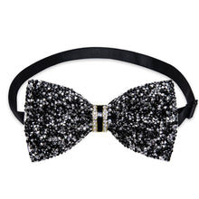 Classic Black Imitation Diamond Rhinestone Bow Ties for Men Adjustable Sequin Diamond Pre-tied Bowtie for Wedding Party