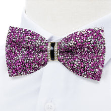 Purple Silver  Imitation Diamond Rhinestone Bow Ties Party Banquet Glitter Bowties with Adjustable Length Men's Pre-tied Bow Ties for Wedding Parties