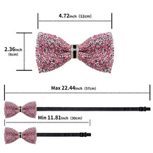 Pink Silver Imitation Crystal Pretied Bowtie for Men Adjustable Bow Tie for Wedding Prom Tuxedo