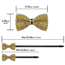 Gold Silver Imitation Rhinestone Bow Ties for men, Adjustable Length Diamond Pre-Tied Bow Ties