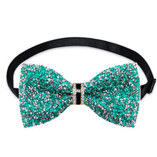 light teal green silver Imitation Diamond Rhinestone Bow Ties for Men - Pre Tied Sequin Bowties Men with Adjustable Length