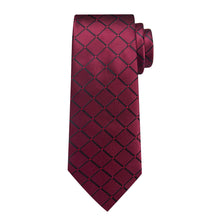 deep red plaid silk tie set for mens suit dress