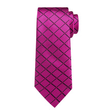 silk purple pink plaid tie set for men