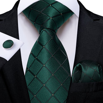 silk plaid Sapphire Pine Green ties for men