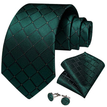 silk plaid Sapphire Pine Green ties for men