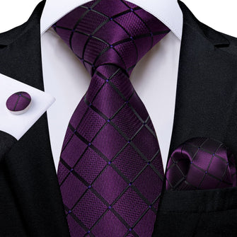 deep purple plaid tie