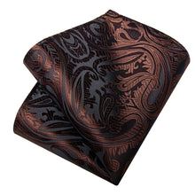 Dress Tie Brown Paisley Men's Silk Tie Handkerchief Cufflinks Set