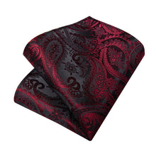 Dress Tie Burgundy Paisley Men's Silk Tie Handkerchief Cufflinks Set for wedding