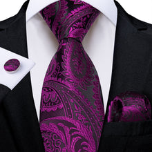 deep purple paisley mens silk wedding tie set for groom