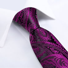 deep purple paisley mens silk wedding tie set for groom