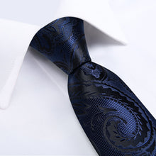 deep blue mens silk floral tie set for business