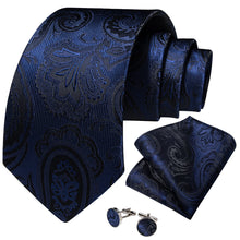 deep blue mens silk floral tie set for business