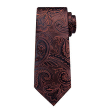 Dress Suit Tie Brown Paisley Men's Silk Tie Handkerchief Cufflinks Set