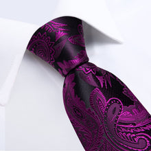 Dress Tie Violet Purple Floral Men's Silk Tie Handkerchief Cufflinks Set