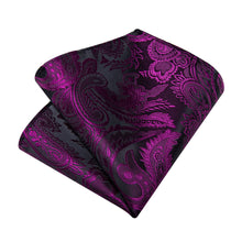 Dress Tie Violet Purple Floral Men's Silk Tie Handkerchief Cufflinks Set