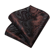 deep brown paisley silk mens ties pocket square cufflinks set