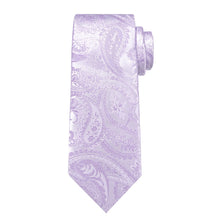 light purple paisley silk mens tie pocket square cufflinks set