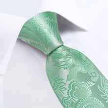 Fashionable and versatile silk floral fern green dress suit tie for men