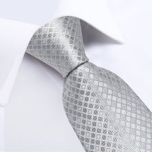 classic work business light grey plaid suit tie handkerchief cufflinks set]